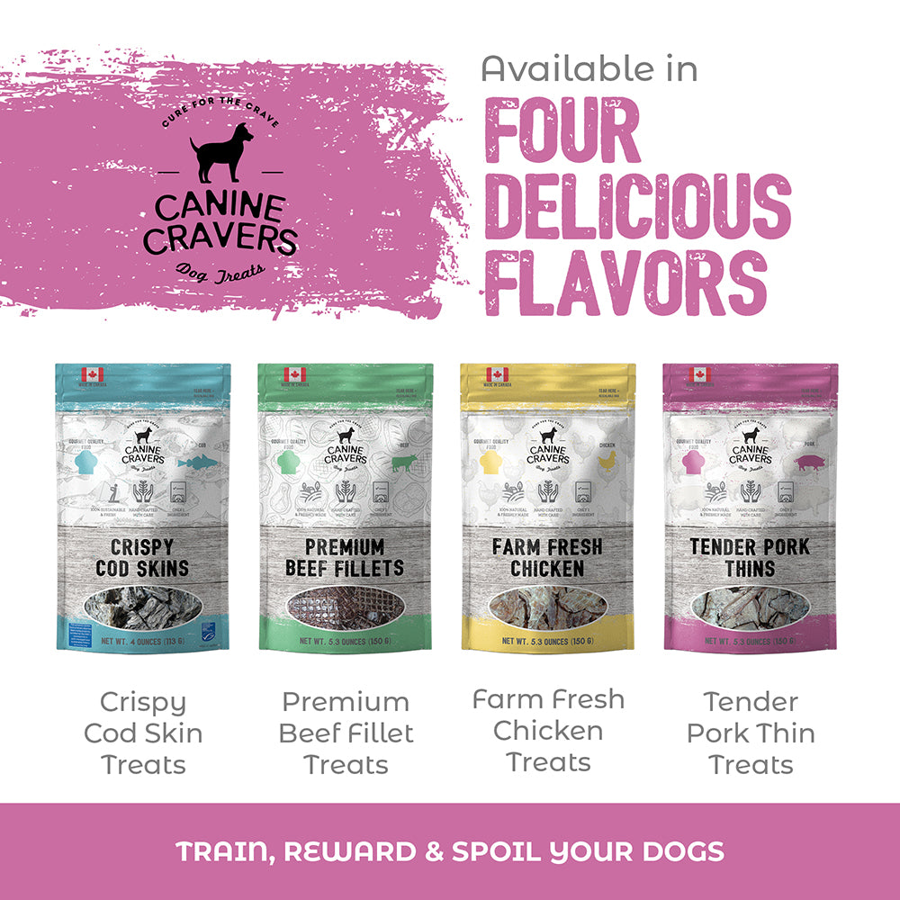 Tender Pork Thins – Canine Cravers Dog Treats - 5.3 oz