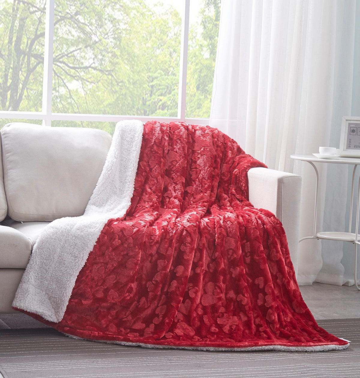 Lovely Hearts Dreamy Soft Plush Sherpa Blanket