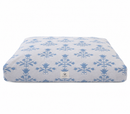 Designer Pet Bed in Blue & Gray with a Large Simple Floral Block Print on white background.