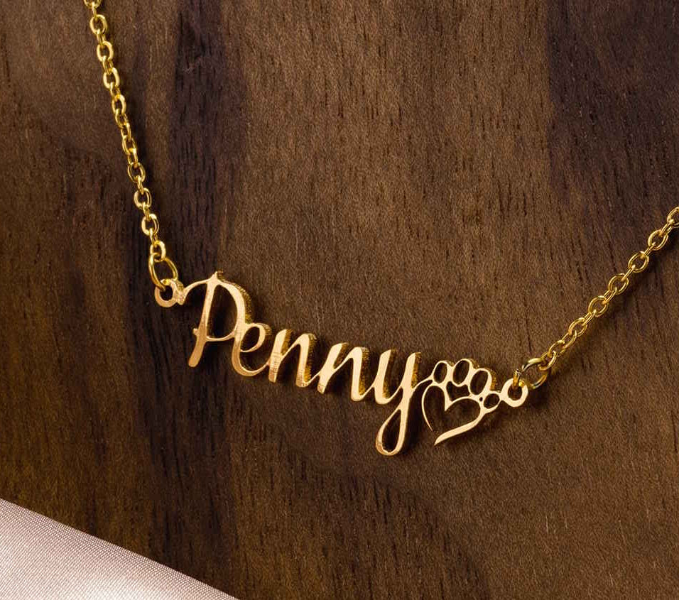 Custom Cat or Dog Name Personalized Necklace in Gold, Rose Gold or Silver