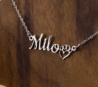 Custom Cat or Dog Name Personalized Necklace in Gold, Rose Gold or Silver