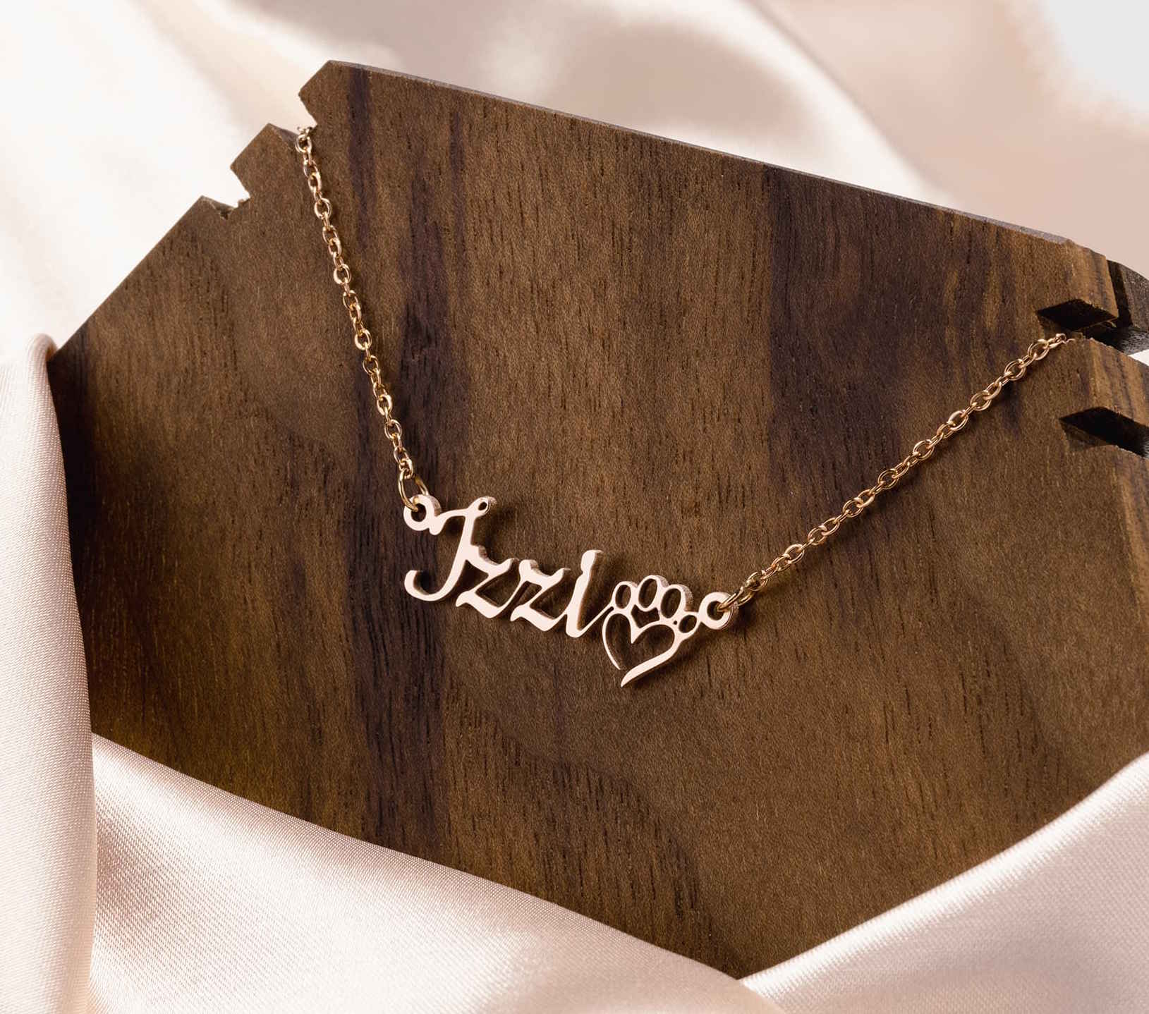 Custom Cat or Dog Name Personalized Necklace in Gold, Rose Gold or Silver