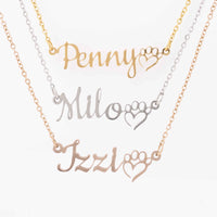Custom Cat or Dog Name Personalized Necklace in Gold, Rose Gold or Silver