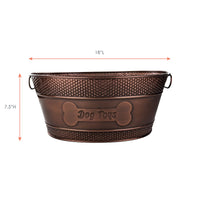 Dog Toy Bin Indestructible Metal – “Dog Toys” Bone Copper Oval Medium Storage Basket | BREKX