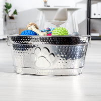 Stainless Steel Dog Toy Storage Bin – Medium, Embossed Paw Print | BREKX
