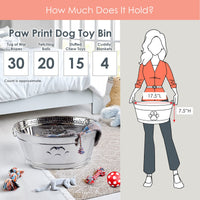 Stainless Steel Dog Toy Storage Bin – Medium, Embossed Paw Print | BREKX