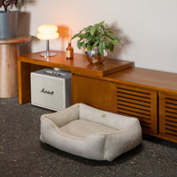 Furry Sleeper Dog Bed in Beige - Chester & Lee