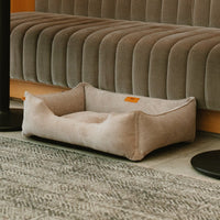 Fancy Corduroy Sleeper Dog Bed in Taupe - Chester & Lee