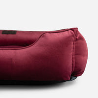 Vibrant Velvet Sleeper Dog Bed in Wine - Chester & Lee