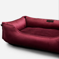 Vibrant Velvet Sleeper Dog Bed in Wine - Chester & Lee
