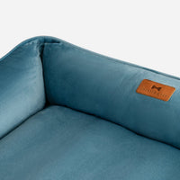 Vibrant Velvet Sleeper Dog Bed in Tiffany Blue - Chester & Lee