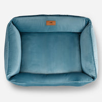 Vibrant Velvet Sleeper Dog Bed in Tiffany Blue - Chester & Lee