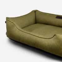 Cotton Sleeper Dog Bed in Olive - Chester & Lee