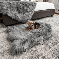 PupRug by Paw.com® Faux Fur Orthopedic Dog Bed: Curve Charcoal Grey