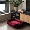 Vibrant Velvet Sleeper Dog Bed in Wine - Chester & Lee