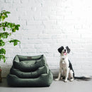 Classic Velvet Sleeper Dog Bed in Green - Chester & Lee