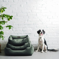 Classic Velvet Sleeper Dog Bed in Green - Chester & Lee