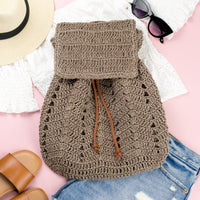 Woven Straw Backpack