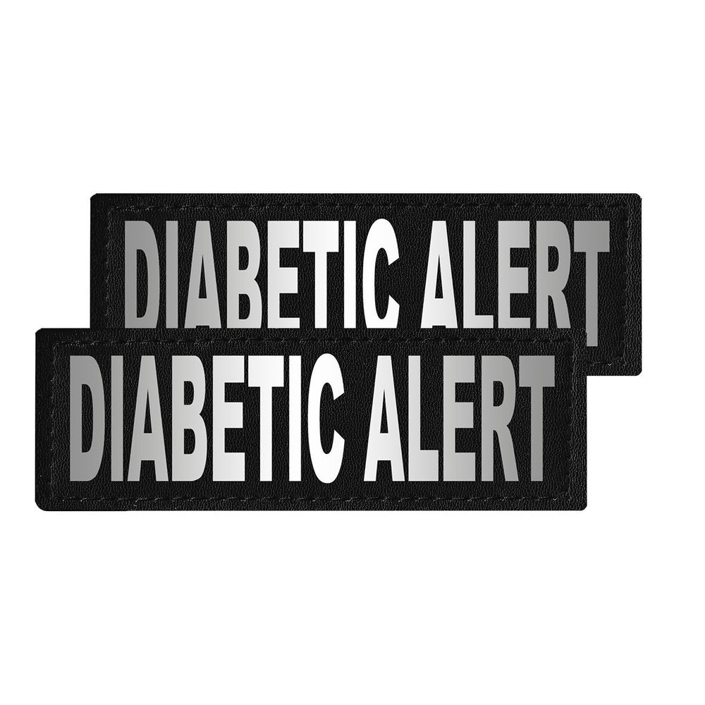 Two 'DIABETIC ALERT' patches on a white background