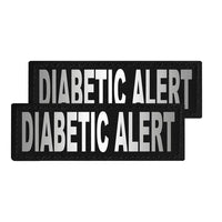 Two 'DIABETIC ALERT' patches on a white background