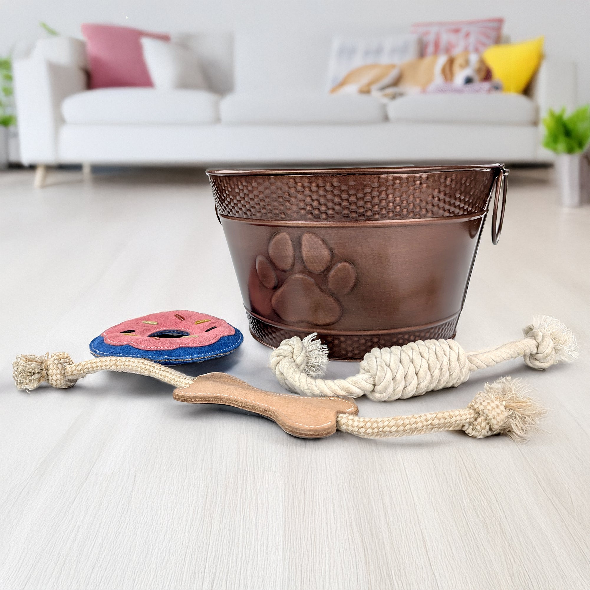 Dog Toy Gift Set for Aggressive Chewers with Storage Bin – Medium | BREKX