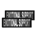 Two black patches with 'EMOTIONAL SUPPORT' text on a white background