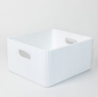 Wooden Ribbed Bins – White