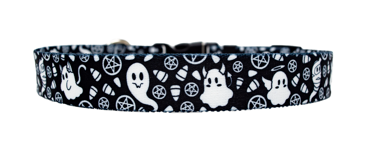 Goth Ghosties Black and White Pet Collar