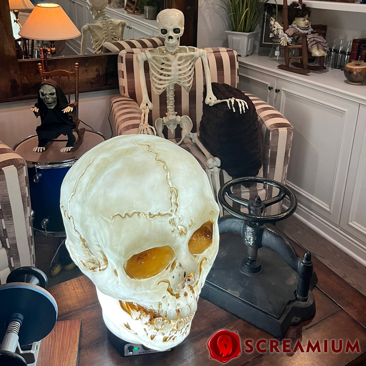 Giant Halloween Skull Animatronic Lamp Prop: 20" Tall, Heavy-Duty