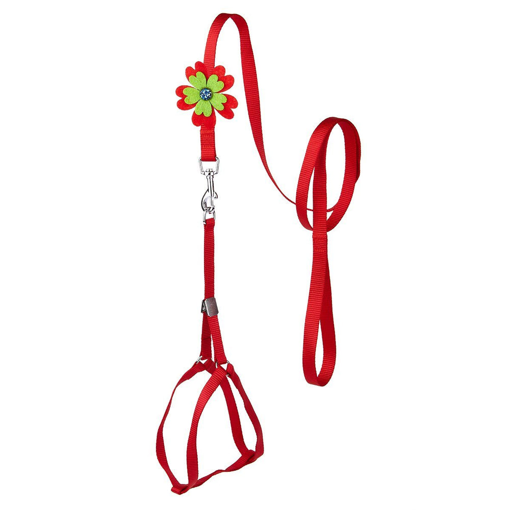 Nylon Step-In Pet Harness & Leash Set - Optional Flower Leash