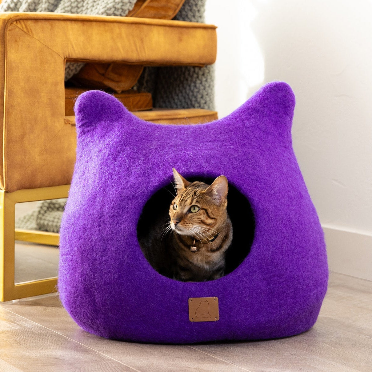 Cat Ears Cave Bed in Organic Merino Wool