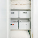 Wooden Ribbed Bins – White