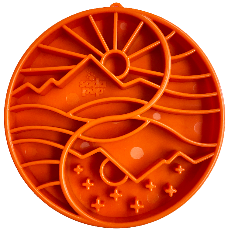 Sun and Moon Slow Feeder Dog Bowl for Enrichment - 8" diameter x 1.5" deep