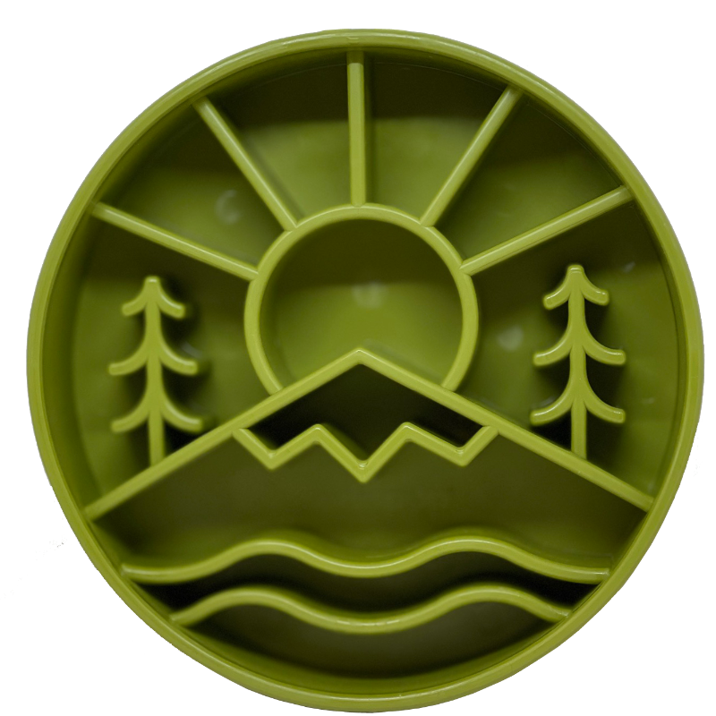 Great Outdoors Slow Feeder Dog Bowl for Enrichment - 8" diameter x 2" deep