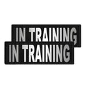Two black patches with 'IN TRAINING' text on a white background