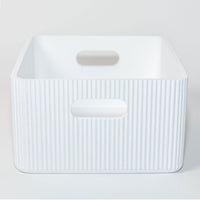 Wooden Ribbed Bins – White