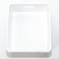 Wooden Ribbed Bins – White