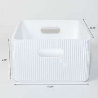 Wooden Ribbed Bins – White