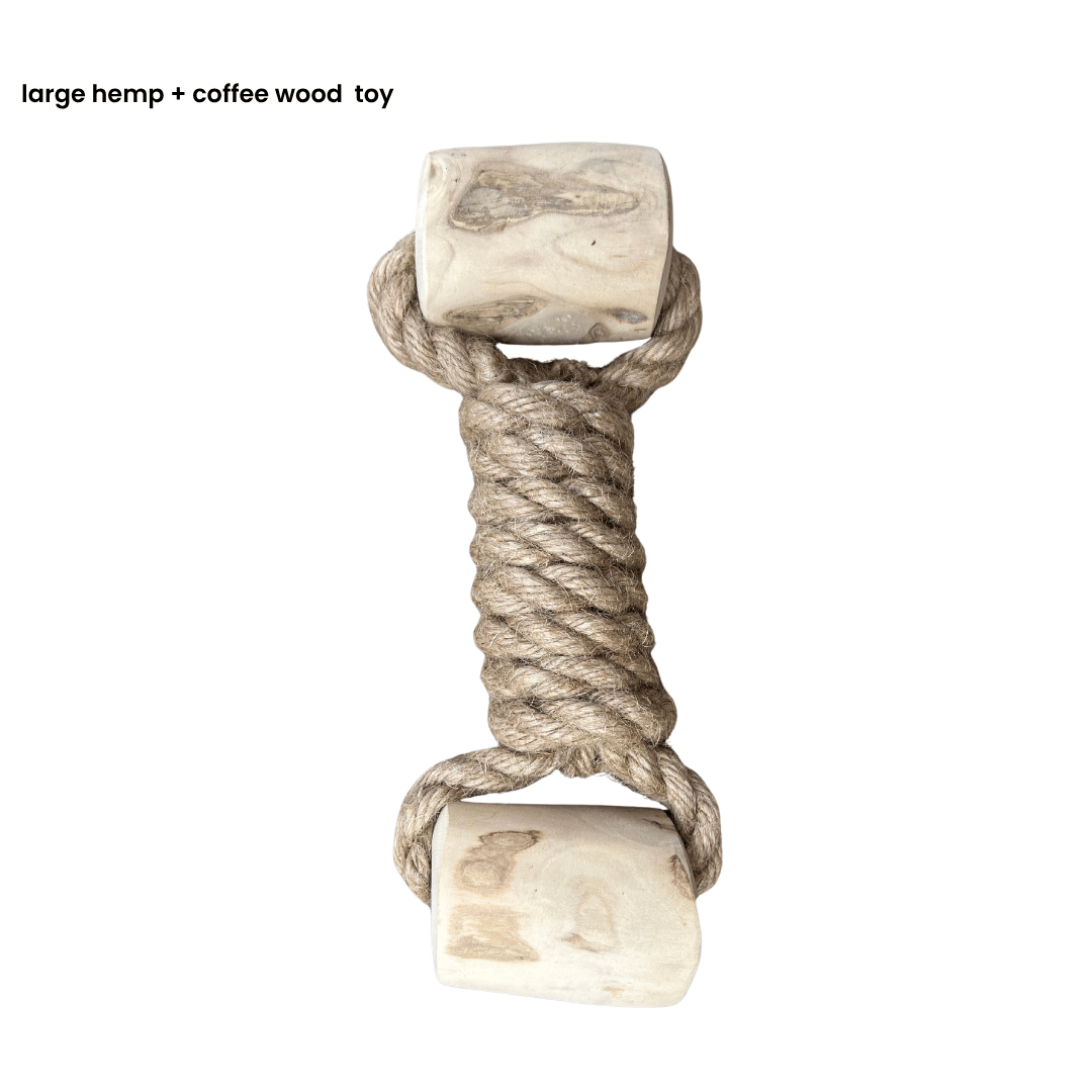 hemp rope + coffee wood toy by rōmng