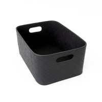 Leather Woven Bin (Black)