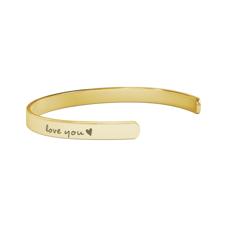 Love You Cuff Bracelet in Gold, Rose Gold & Silver