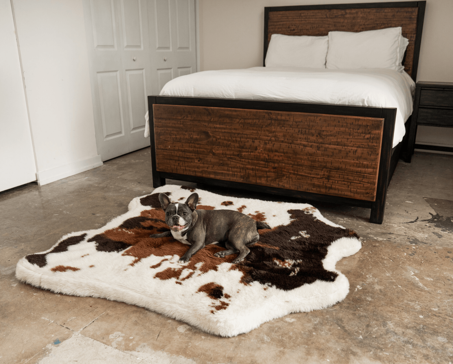 PupRug® Animal Print Memory Foam Dog Bed: Brown Faux Cowhide