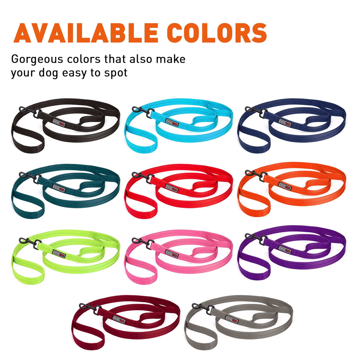 Nylon Multi-Handle Dog Leash - 4 ft & 6 ft