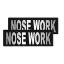 Two 'NOSE WORK' patches on a white background