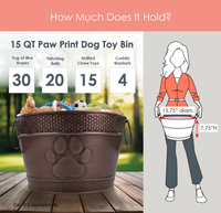 Metal Dog Toy Storage Bin with Handles – 4 Gallon, Antique Copper | BREKX