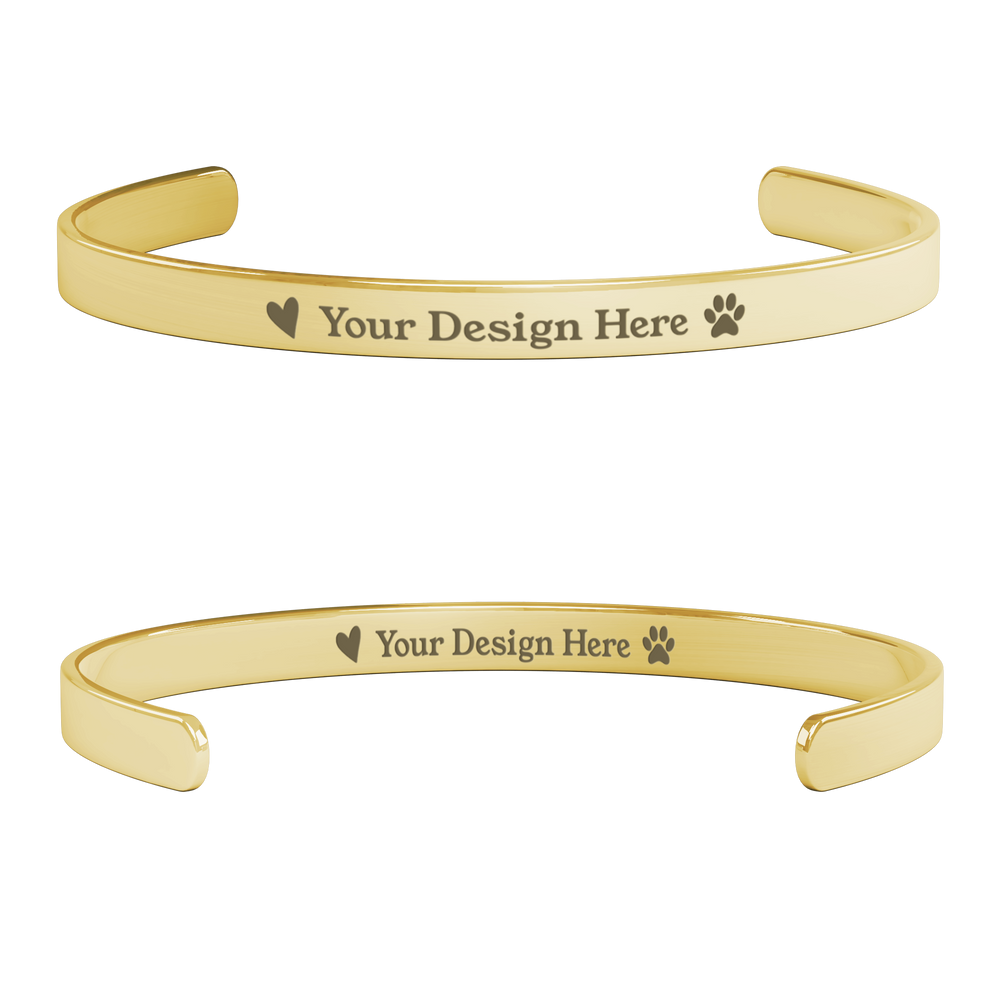 Personalized Bracelet - Custom Name in Gold, Silver or Rose Gold - Optional Heart and Paw Print