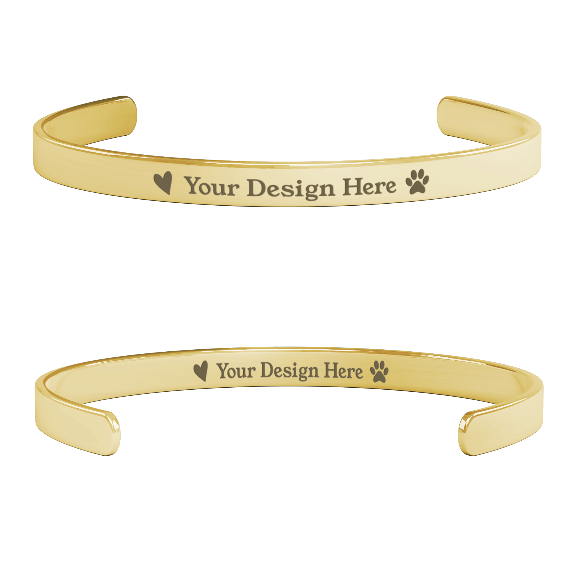 Personalized Bracelet - Custom Name in Gold, Silver or Rose Gold - Optional Heart and Paw Print
