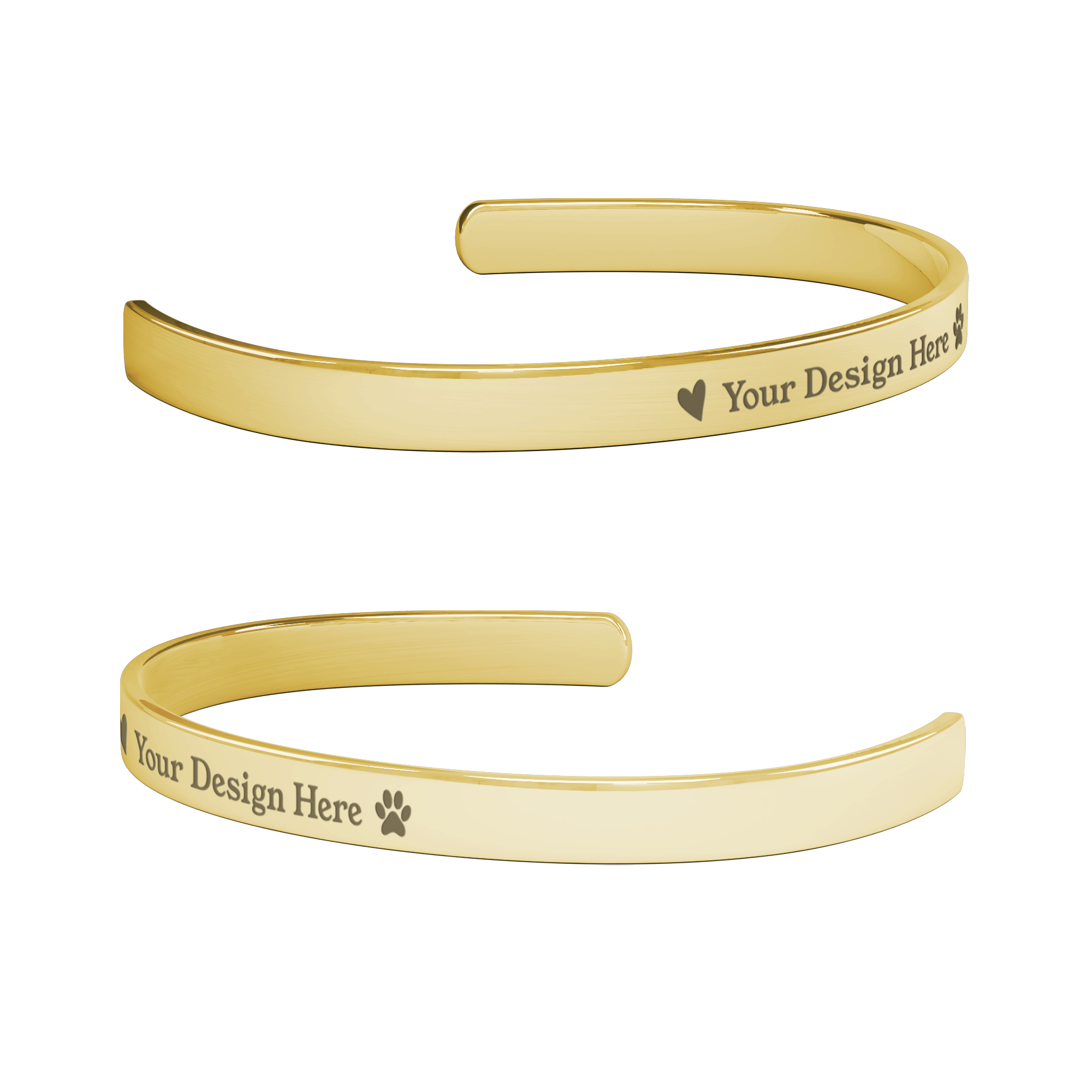 Personalized Bracelet - Custom Name in Gold, Silver or Rose Gold - Optional Heart and Paw Print