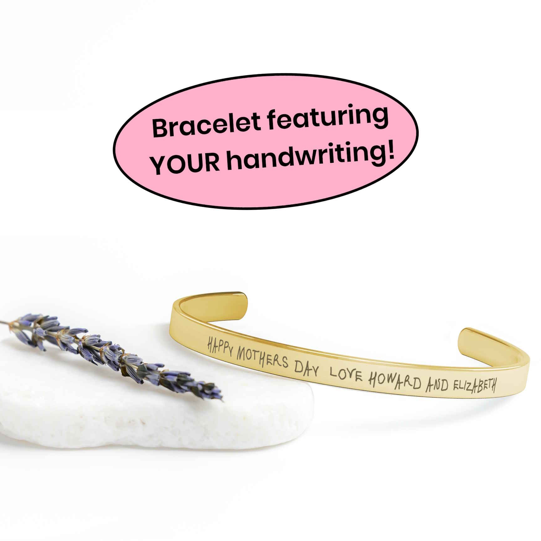 Personalized Handwriting Cuff Bracelet in Gold, Rose Gold & Silver