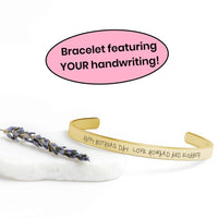 Personalized Handwriting Cuff Bracelet Custom Phrase or Quote in Gold